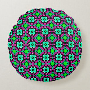 Blue geometrical painted seamless patternabstract, round cushion