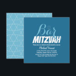 Blue Geometrical White Bar Mitzvah Invitation<br><div class="desc">Jewish Celebration Invitations- Bar Mitzvah Geometrical Invitations</div>
