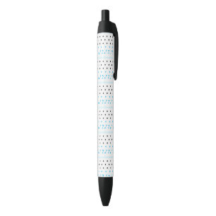 Blue Geometrics Black Ink Pen
