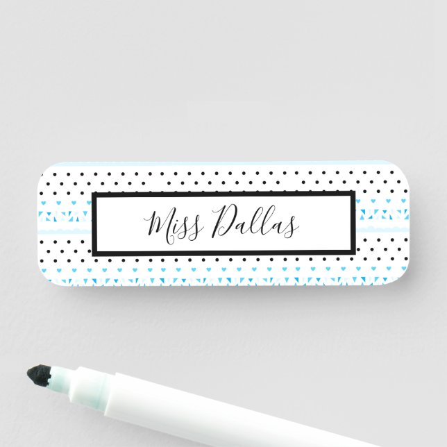 Blue Geometrics Name Tag (In Situ)