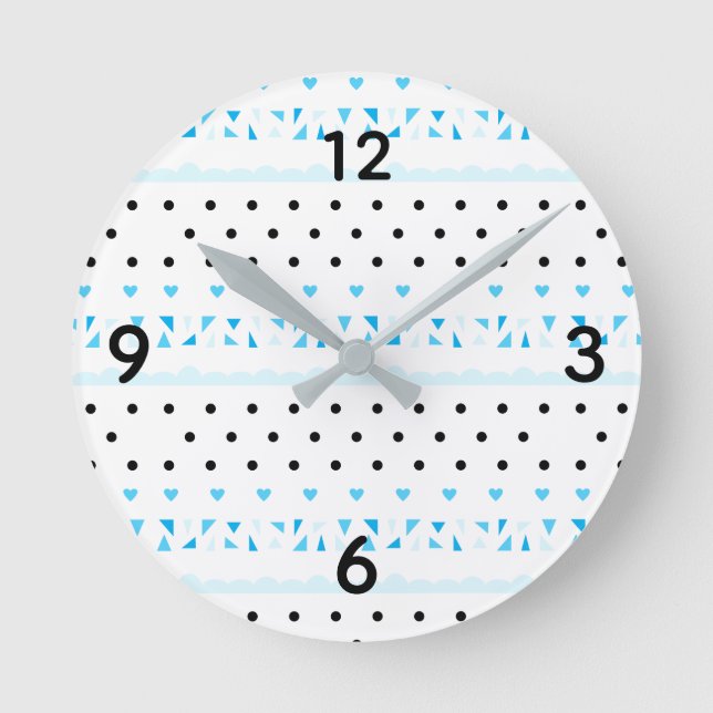 Blue Geometrics Round Clock (Front)
