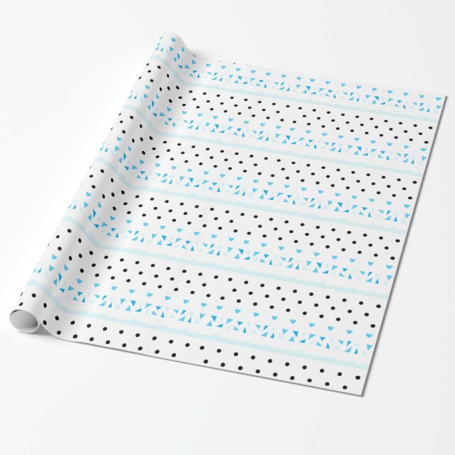 Blue Geometrics Wrapping Paper (Unrolled)