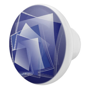 Blue geometry burst ceramic knob