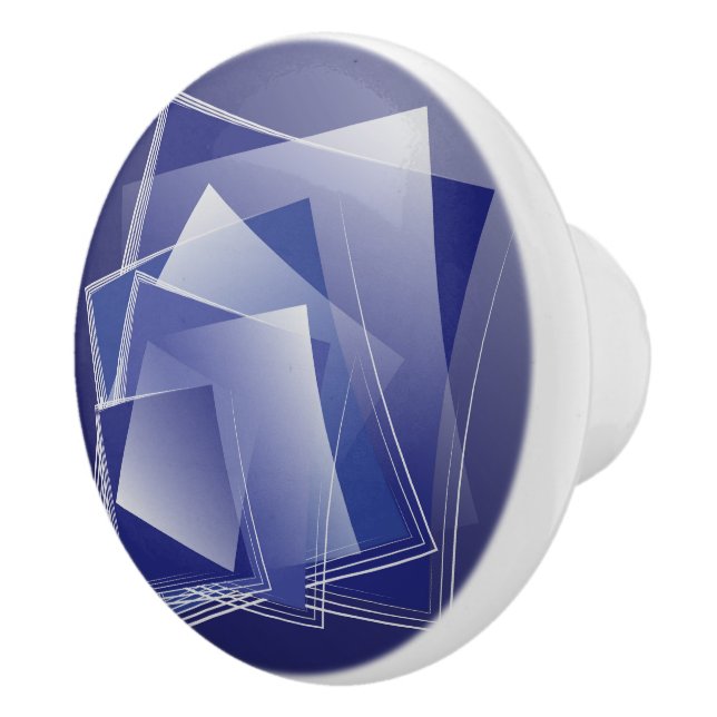 Blue geometry burst ceramic knob (Right)