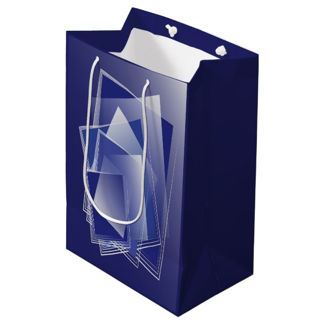 Blue geometry burst medium gift bag (Front Angled)