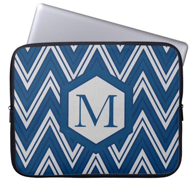 Blue Geometry Laptop Sleeve (Front)