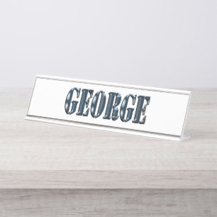 Blue George Name Logo, Desk Name Plate