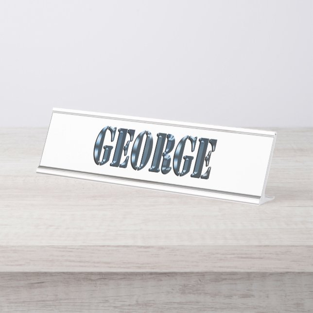 Blue George Name Logo,  Desk Name Plate (Front)