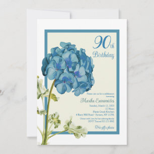 Blue Geranium Birthday Invitation