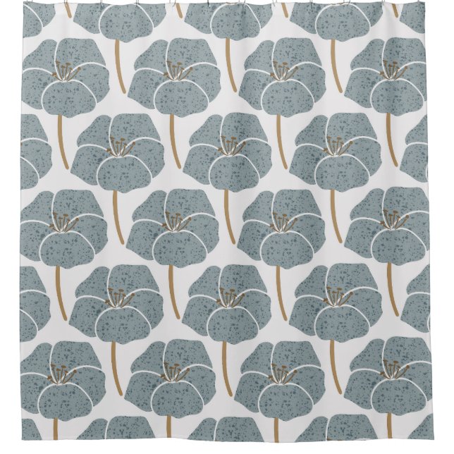 Blue Geranium Flowers Romantic Pattern. Shower Curtain (Front)