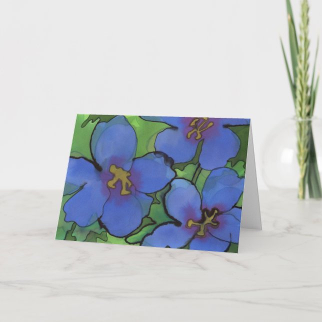 Blue Geraniums Greetings Card (Front)