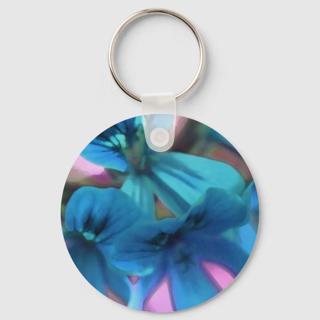 Blue Geraniums Key Ring (Front)