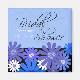 Blue Gerber Daisy Bridal Shower Magnet