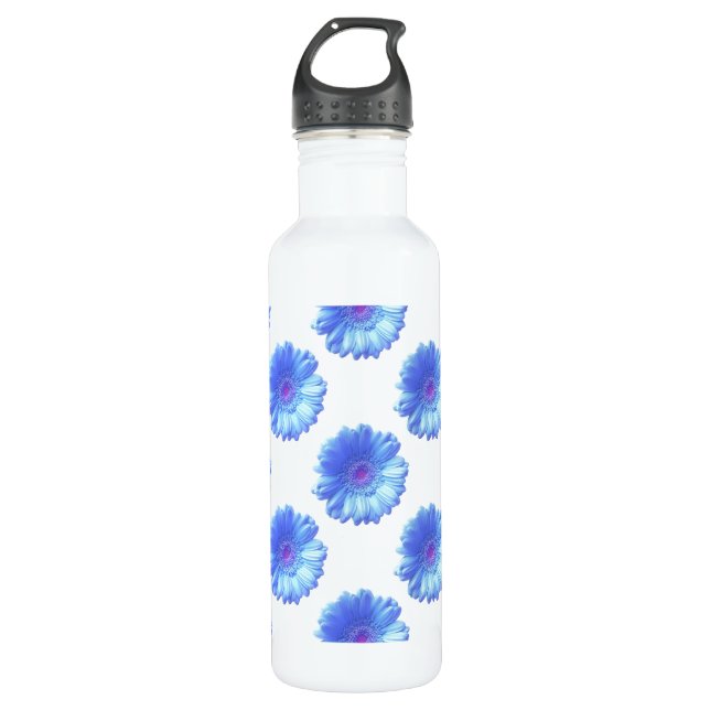 Blue gerbera daisy 710 ml water bottle (Front)