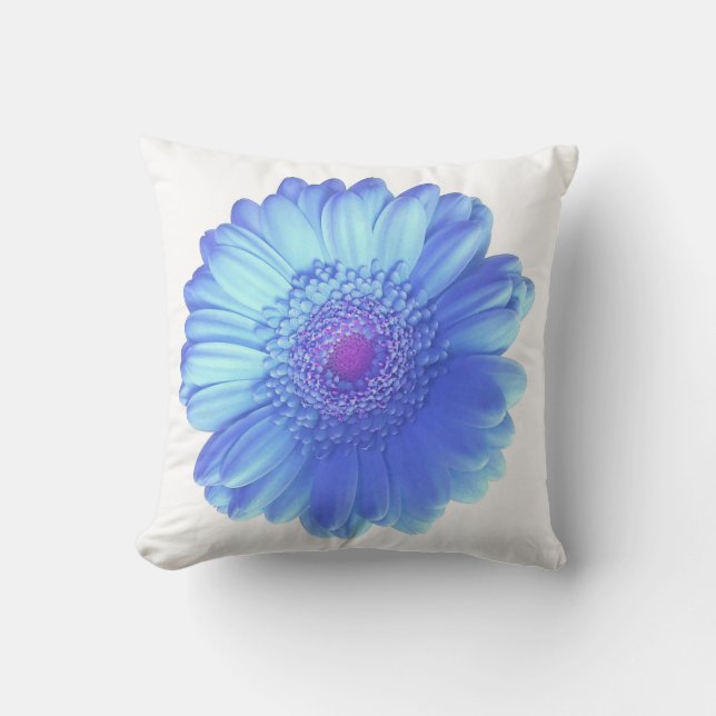Blue gerbera daisy cushion (Front)