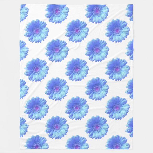 Blue gerbera daisy fleece blanket (Front)