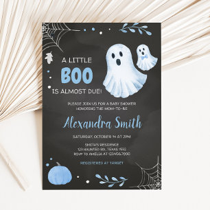 Blue Ghost Halloween Baby Shower Invitation