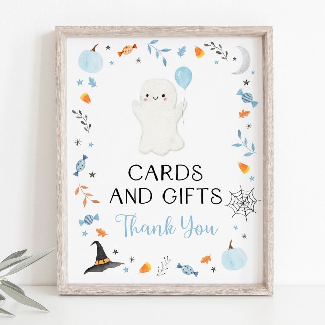 Blue Ghost Halloween Cards & Gifts Party Sign (Creator Uploaded)