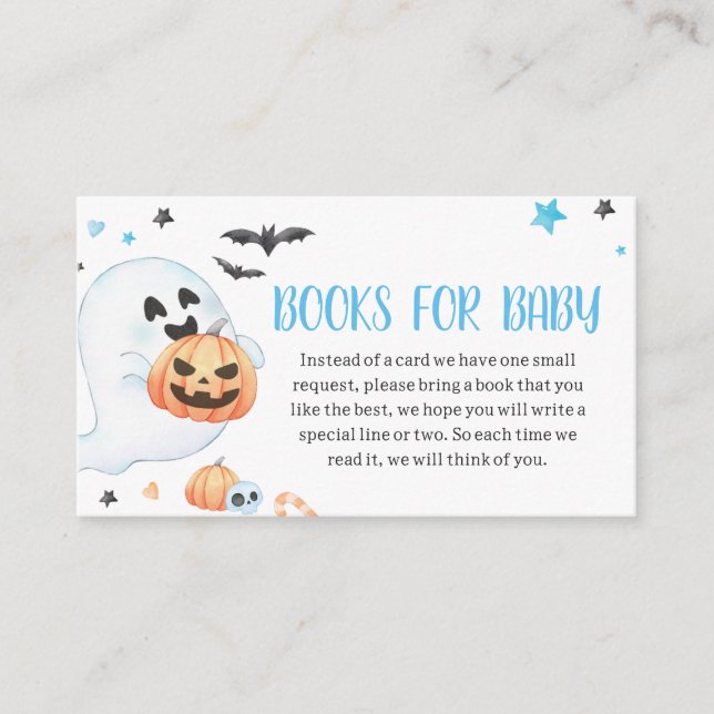 Blue Ghost Halloween Little Boo Books for Baby Enclosure Card (Front)