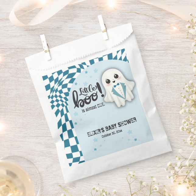 Blue Ghost Little Boo is almost due Baby Shower Favour Bag (Clipped)