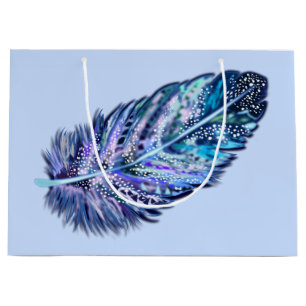 Blue Gift Bag with Feather - Customisable