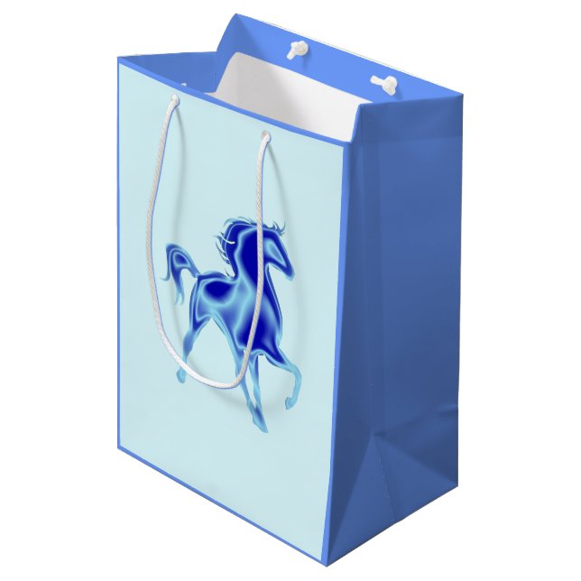 Blue Gift Bag with Horse - Customisable (Front Angled)
