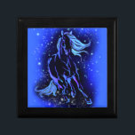 Blue Gift Box Horse Running At Starry Night<br><div class="desc">Gift Box with Horse Running In Blue Moonlight Starry Night Magic Animal Drawing - Choose / Add Your Unique Text / Colour - Make Your Special Gift - Resize and move or remove and add elements / image with customisation tool ! - Drawing and Design by MIGNED. You can also...</div>