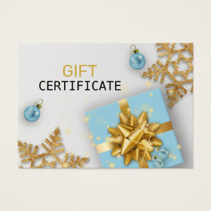 Blue Gift Christmas Ball Gold Snowflakes Gift Card