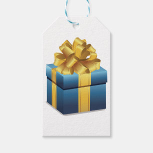 Blue Gift With Gold Ribbon Gift Tags