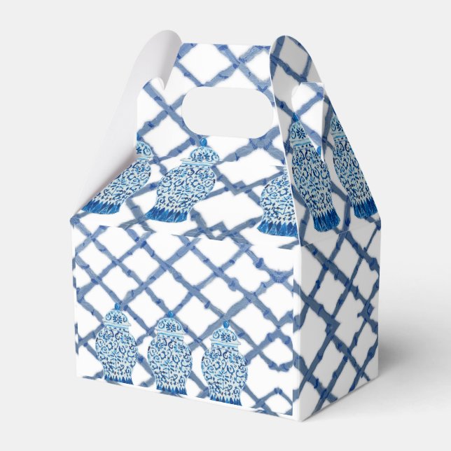  Blue Ginger Jar Jars  Ribbon Party Favour Box (Front Side)