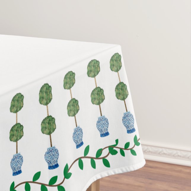 Blue Ginger Jars Jar Topiary Vine  Tablecloth (In Situ)