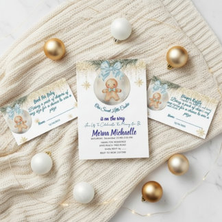 blue Gingerbread boy in Bauble Diaper raffle Enclosure Card