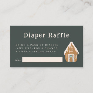 Blue Gingerbread House Diaper Raffle Ticket Enclosure Card