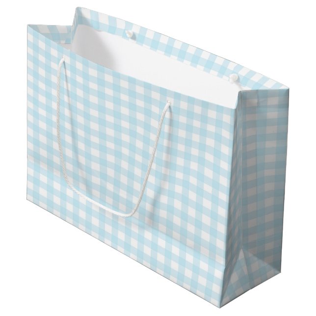 Blue Gingham 1 Large Gift Bag (Front Angled)