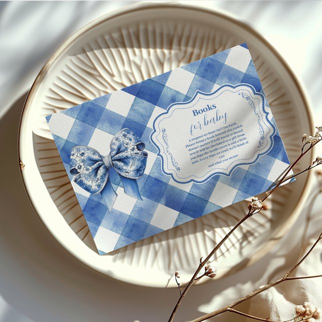 Blue Gingham and Bow  Books for Baby Enclosure Card (Creator Uploaded)