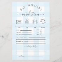 Blue Gingham Baby Predictions Game