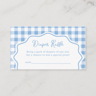 Blue Gingham Baby-Q BBQ Baby Shower Diaper Raffle Enclosure Card