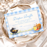 Blue Gingham Baby Q Diapper Raffle