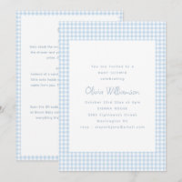 Blue Gingham Baby Shower Diaper Raffle Registry