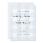 Blue Gingham Baby Shower Invitation
