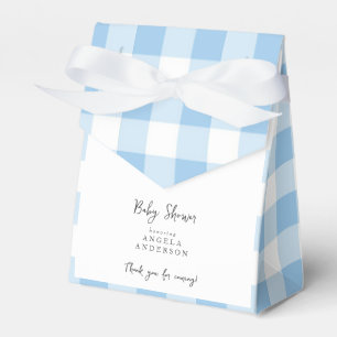 Blue Gingham Baby Shower Thank You Favour Box