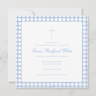 Blue Gingham Baptism/Dedication Invitation