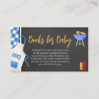 Blue Gingham BBQ Baby Shower Books for Baby