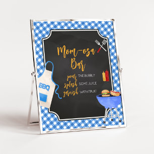 Blue Gingham BBQ Baby Shower Mum Osa Bar Poster