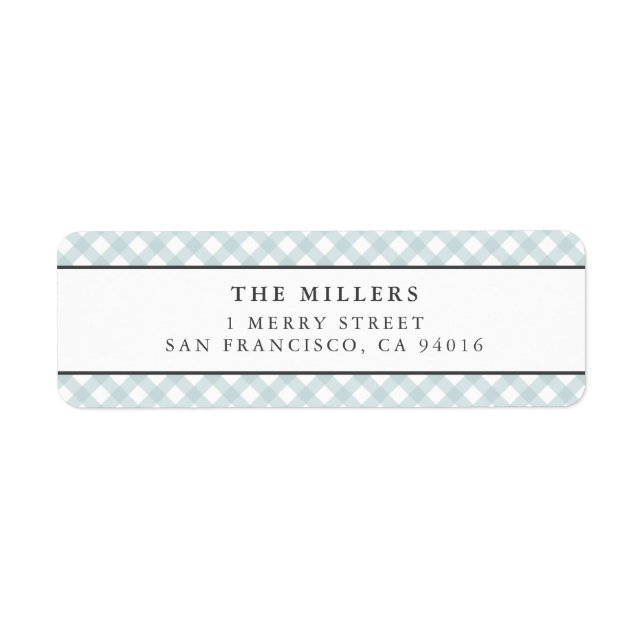Blue Gingham Birth Announcement Address Labels (Front)