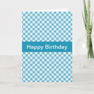 Blue Gingham Birthday Card