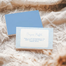 Blue Gingham Boho Boy Baby Shower Diaper Raffle