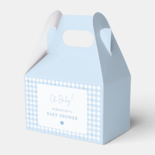 Blue Gingham Boho Watercolor Boy Baby Shower Favour Box