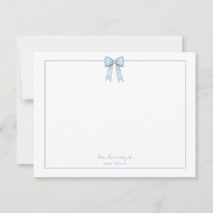 Blue Gingham bow Baby boy nursery thank you