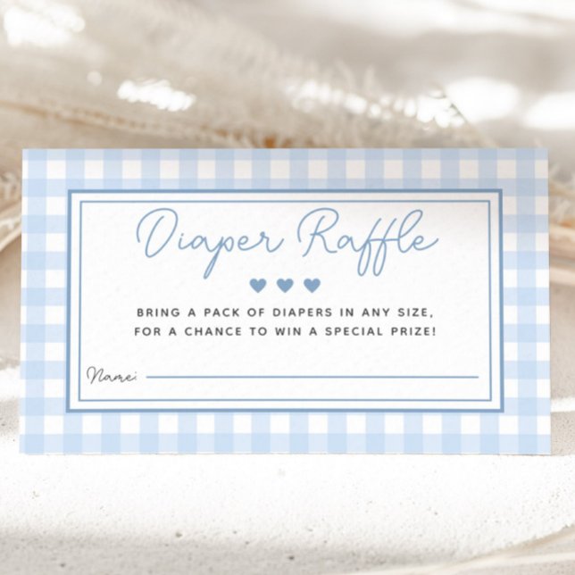 Blue Gingham Boy Baby Shower Diaper Raffle Card (Blue Gingham Boy Baby Shower Diaper Raffle Card)